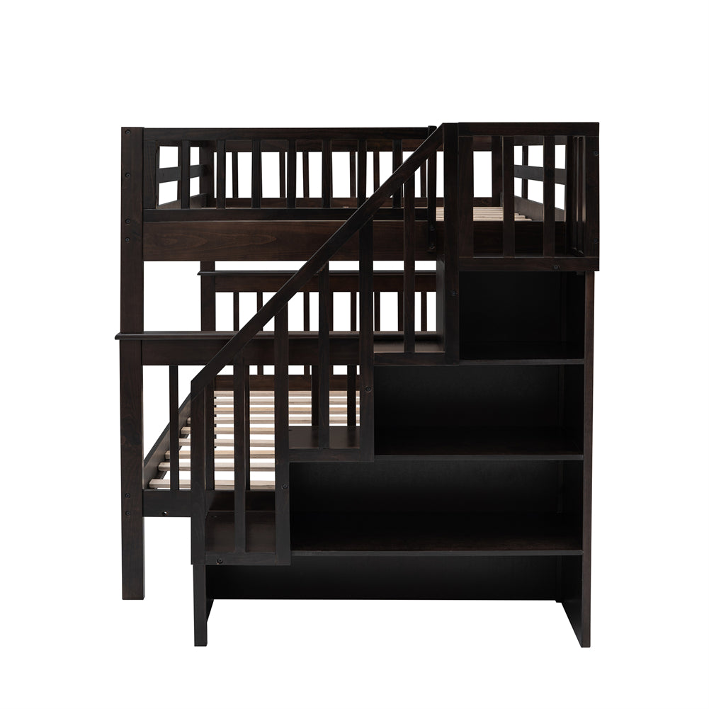 Full-over-Full Bunk Bed with SStorage Stairs