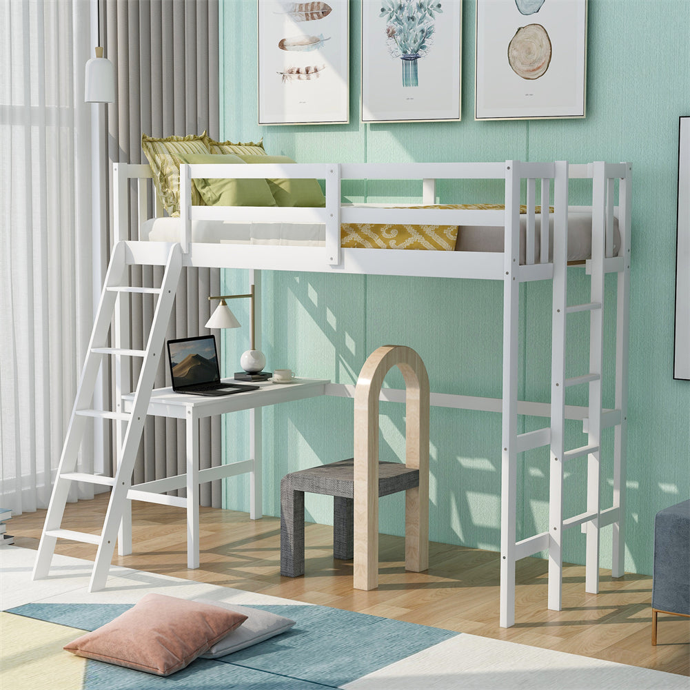 Twin Size Loft Bed with Desk