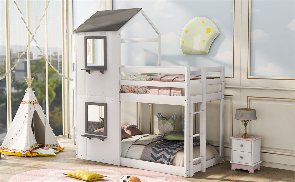 Tree House Twin-Over-Twin Kids Bunk Bed