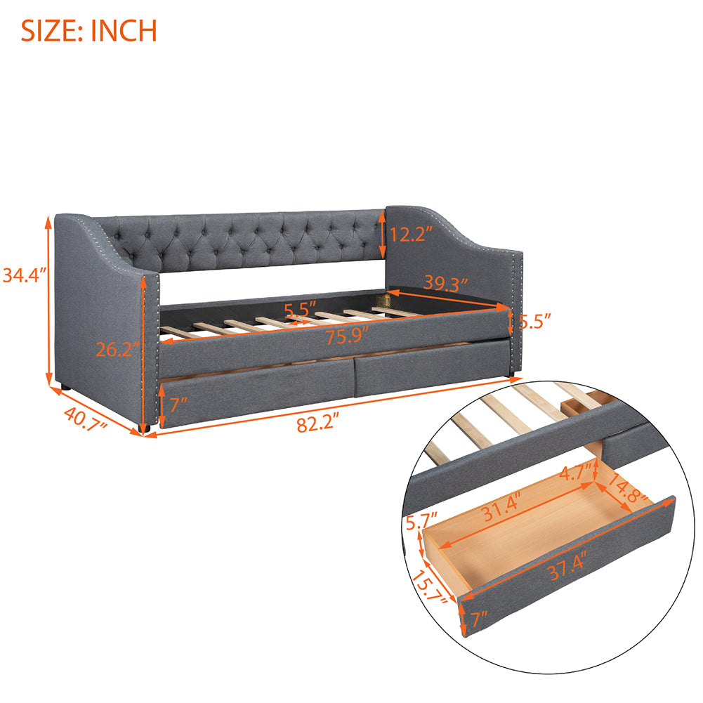 Upholstered Daybed with Drawers