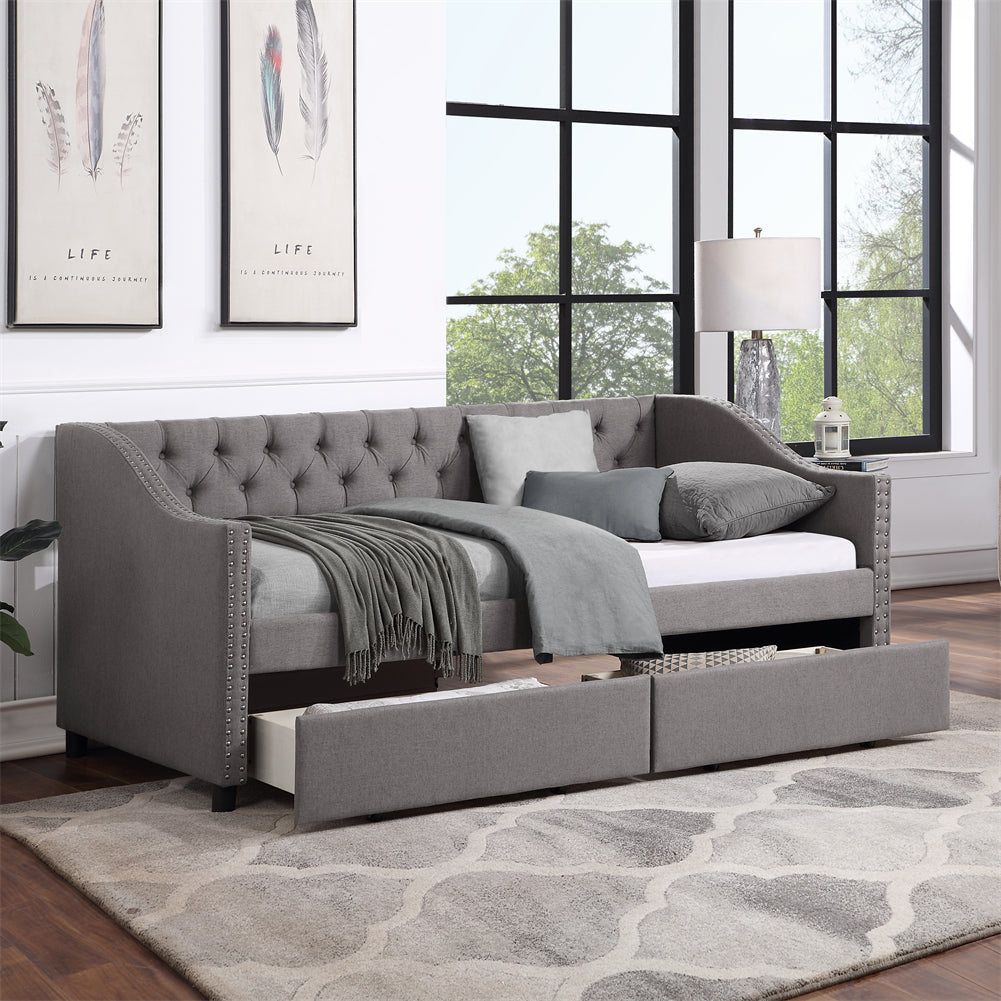 Upholstered Daybed with Drawers