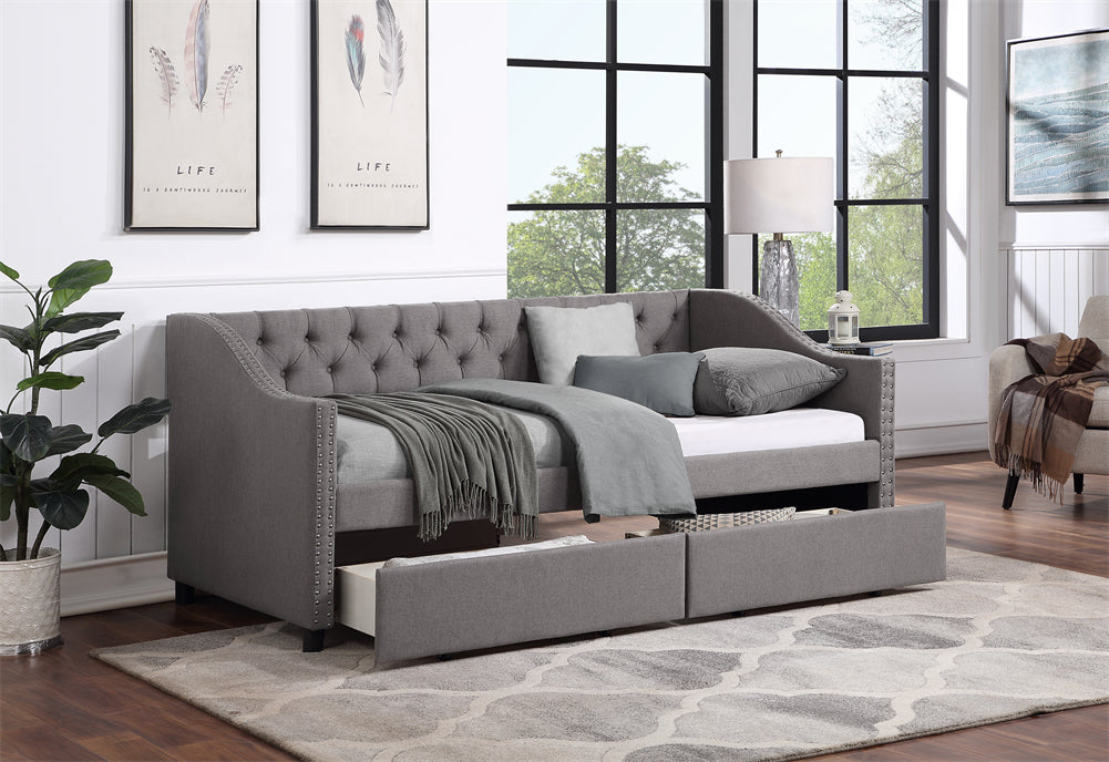 Upholstered Daybed with Drawers