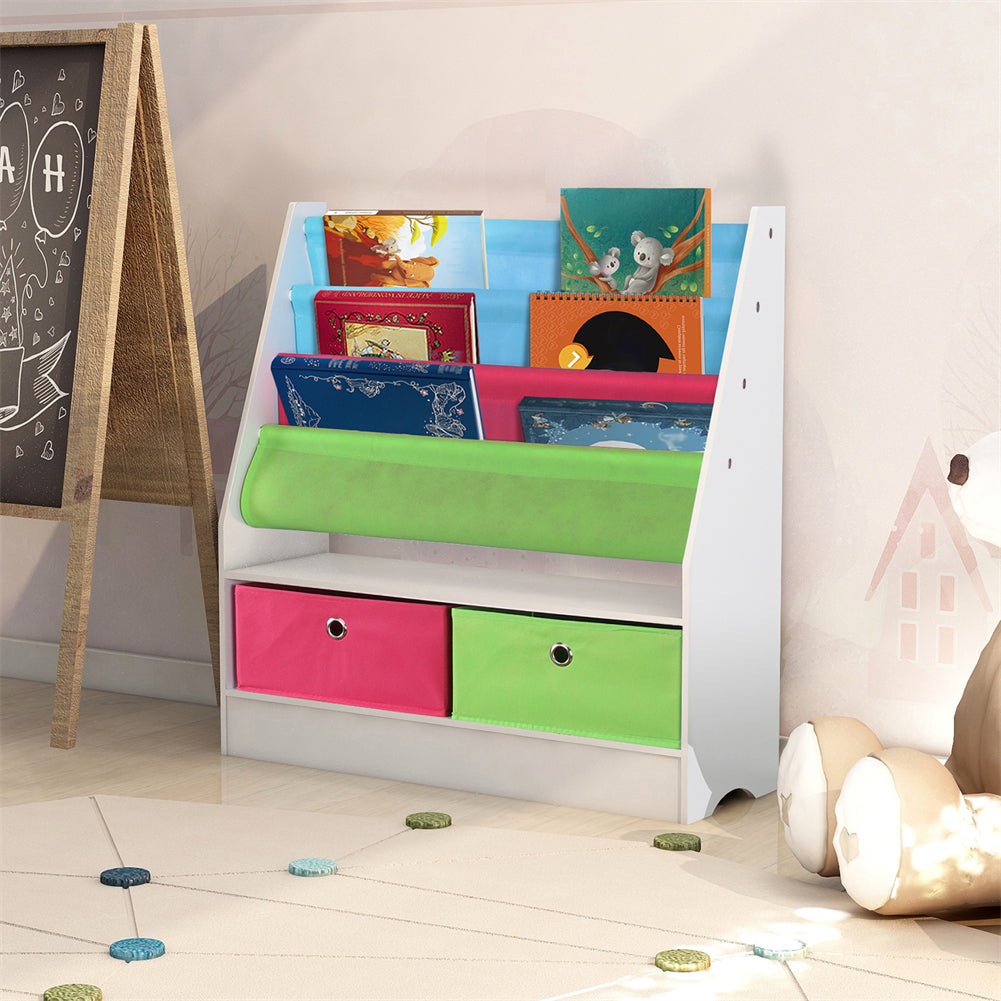 Kids Bookcase with Storage Bins and Drawers