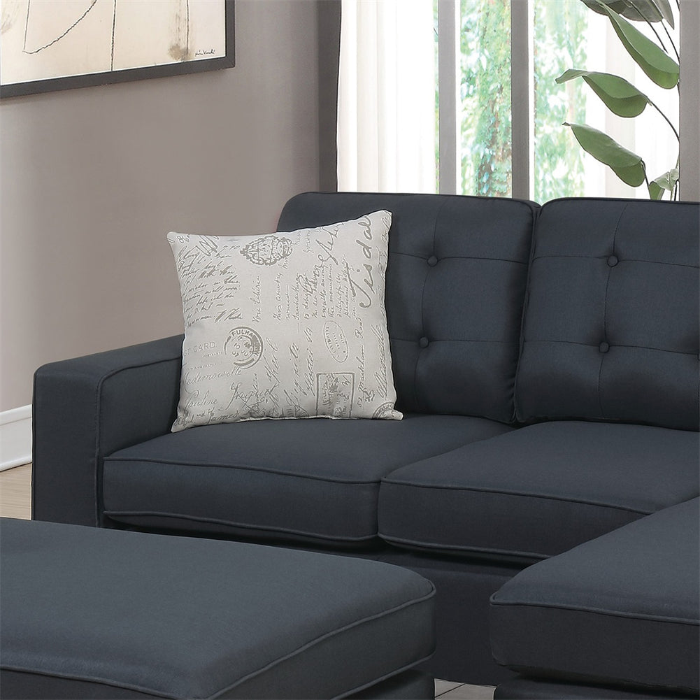 Reversible Sectional Sofa with Ottoman and Pillows