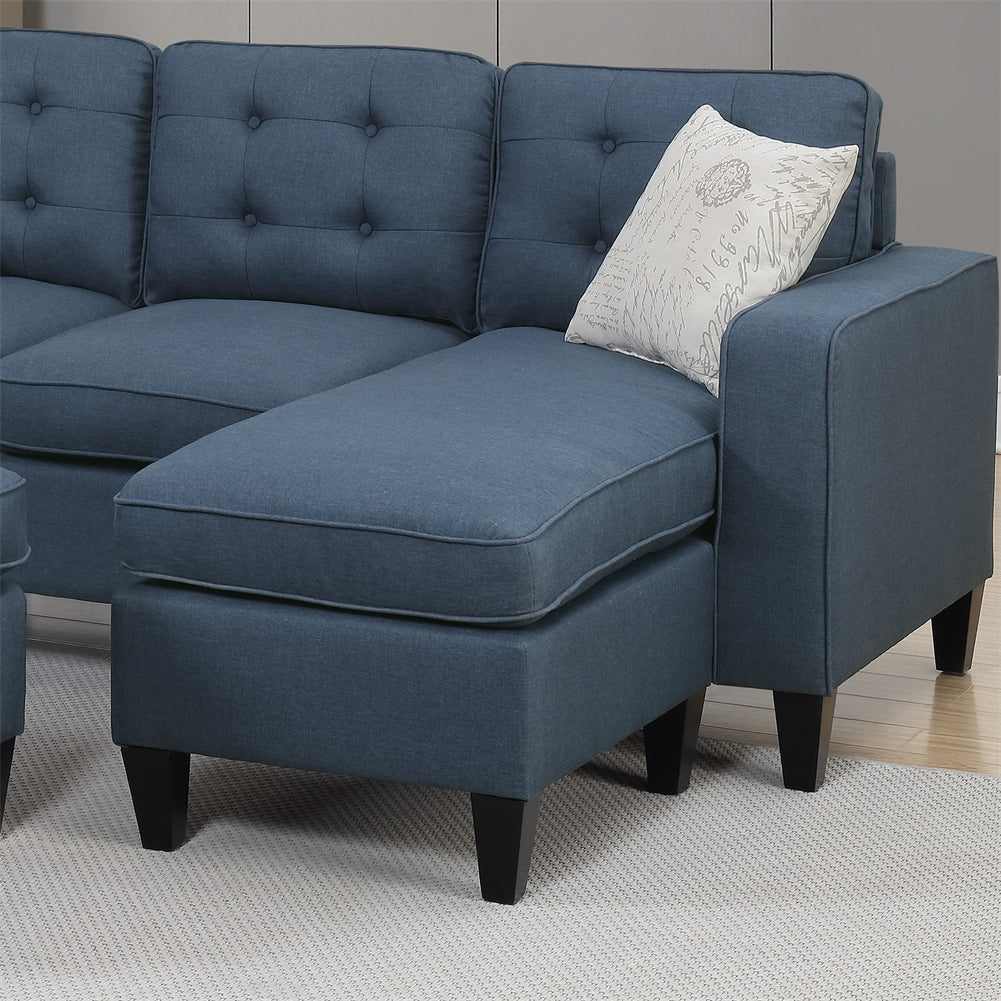 Reversible Sectional Sofa with Ottoman and Pillows