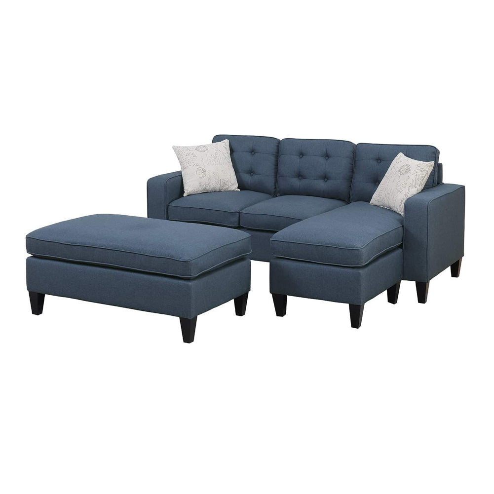 Reversible Sectional Sofa with Ottoman and Pillows