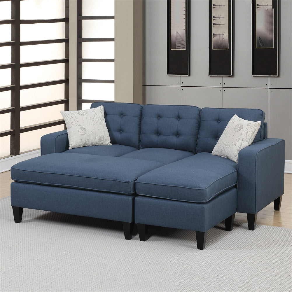 Reversible Sectional Sofa with Ottoman and Pillows