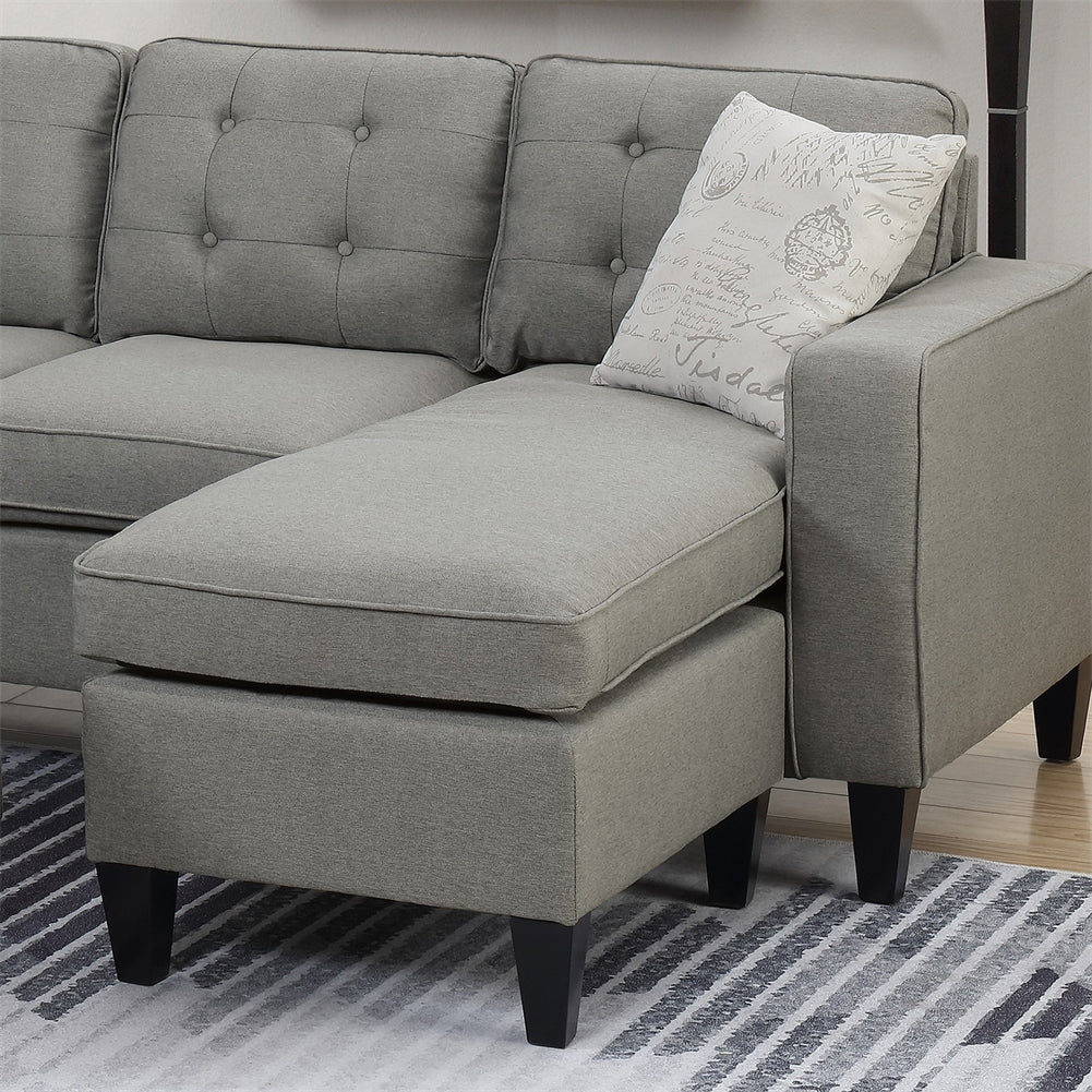 Reversible Sectional Sofa with Ottoman and Pillows