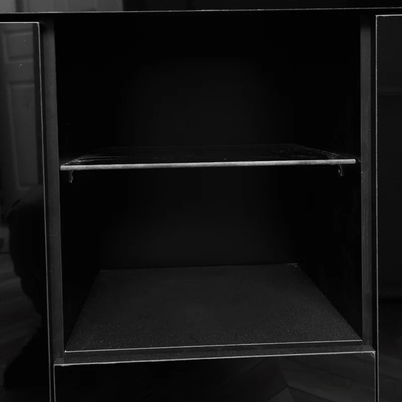 45 Inches Kitchen Sideboard Cupboard with LED Light, Black