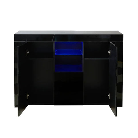 45 Inches Kitchen Sideboard Cupboard with LED Light, Black