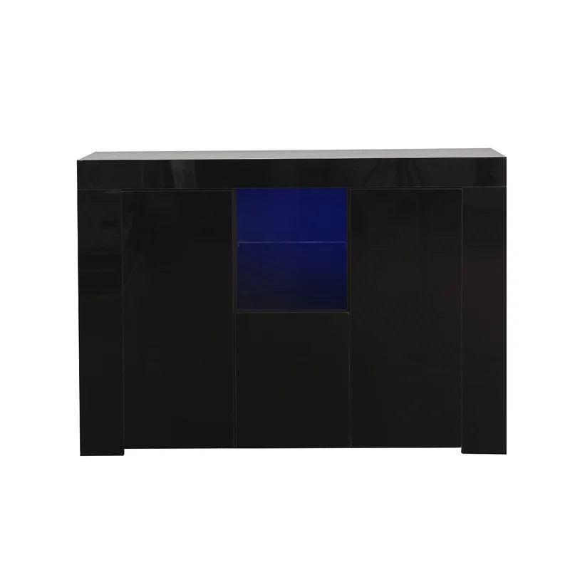 45 Inches Kitchen Sideboard Cupboard with LED Light, Black
