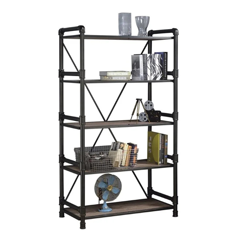 Iron Standard Bookshelf, Rustic Oak & Black