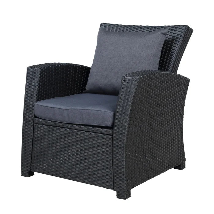 Patio Furniture Set 4-Piece Wicker Conversation Sofa Set with Dark Grey Cushions