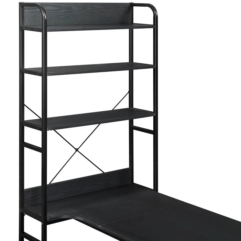 Office Desk With Multiple Storage Shelves, Black