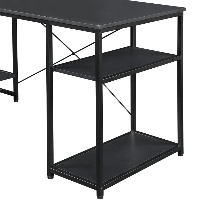 Office Desk With Multiple Storage Shelves, Black