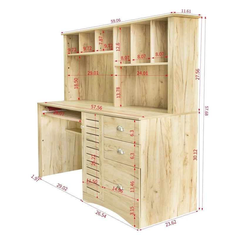 Home Office Computer Desk, Antiqued Oak