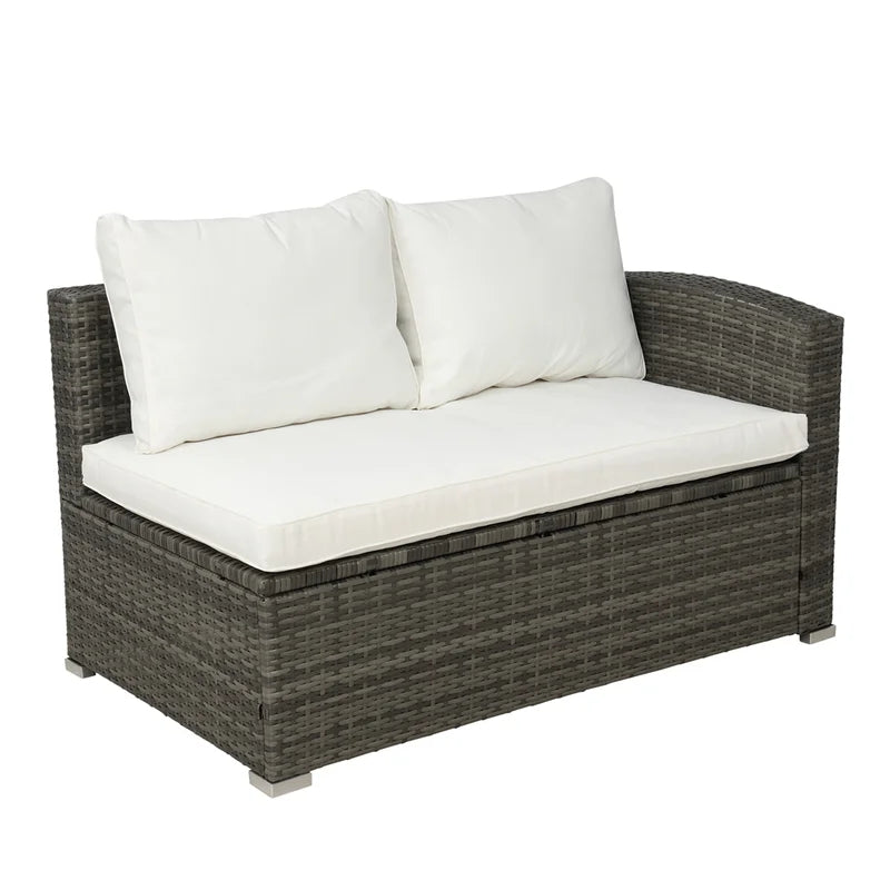4pcs Outdoor Garden PE Rattan Wicker Sectional Sofa Furniture Set (Beige Cushion)
