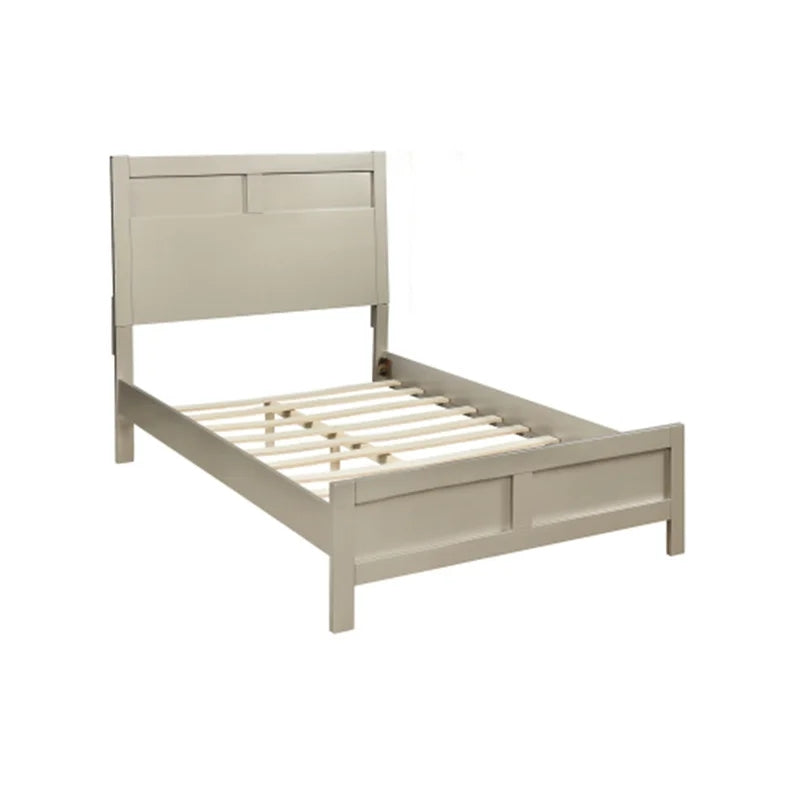 Modern Twin Platform Bed, Platinum Silver