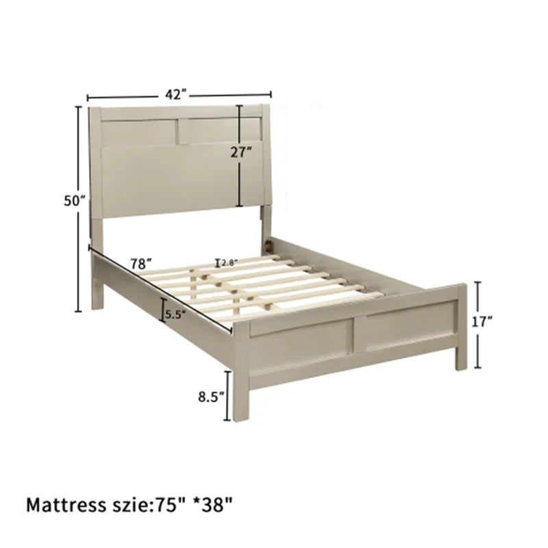 Modern Twin Platform Bed, Platinum Silver