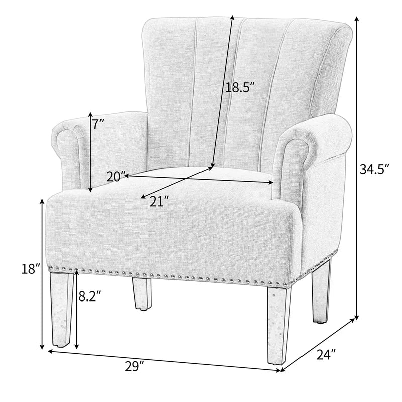 Tufted Polyester Armchair Sofa Chair, Navy Blue