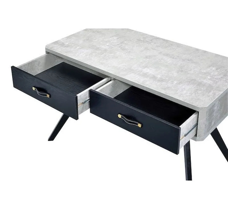 Modern Writing Desk in Faux Concrete & Black