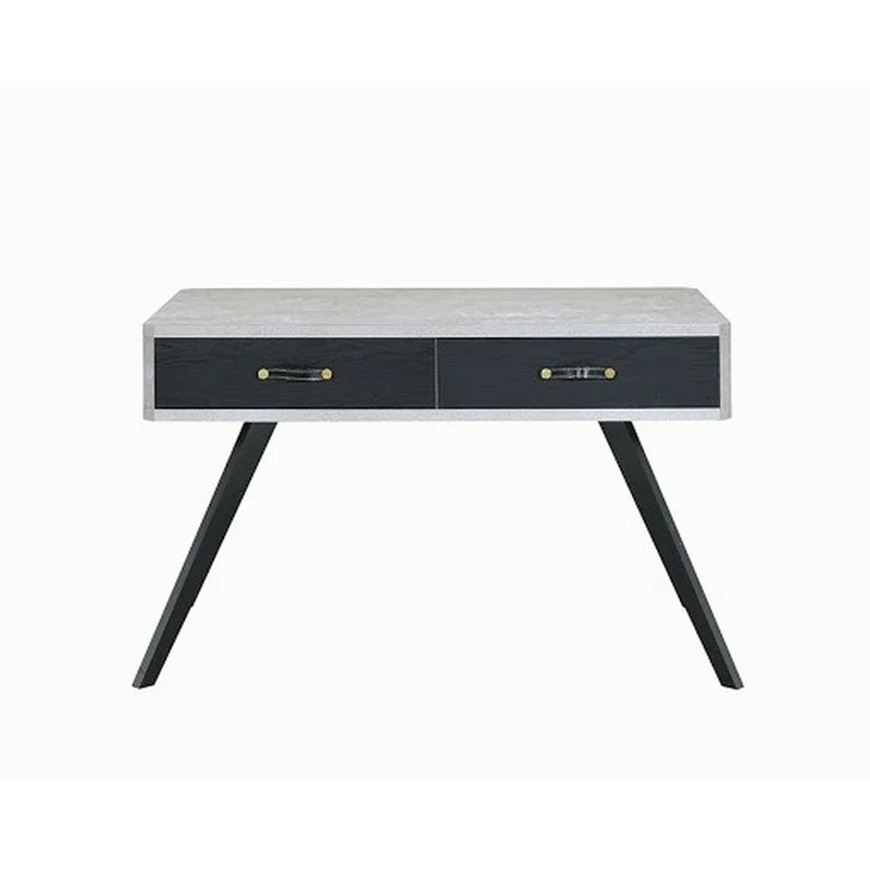 Modern Writing Desk in Faux Concrete & Black