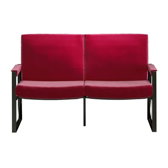 Double Sofa Chair Square Arm Loveseat, Red