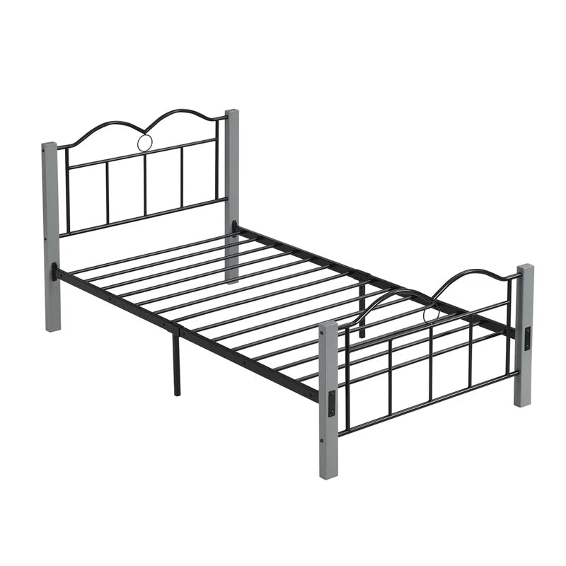 Metal Full Size Platform Bed Frame, Gray