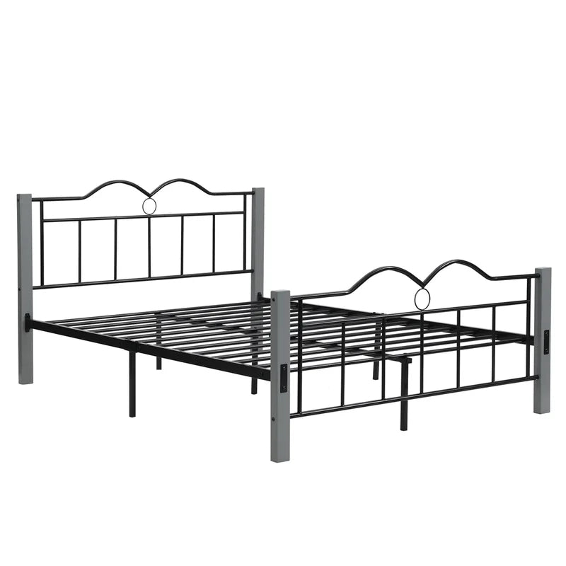 Metal Full Size Platform Bed Frame, Gray