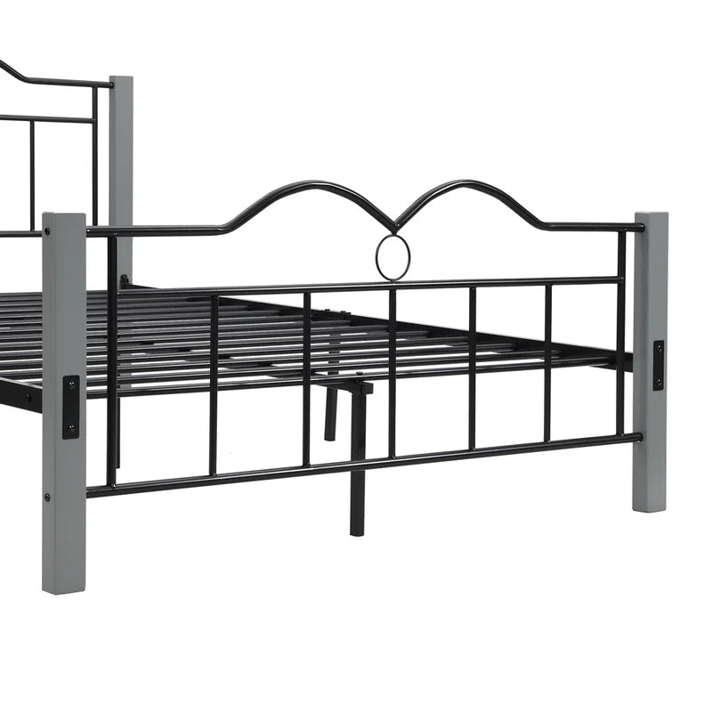 Metal Full Size Platform Bed Frame, Gray