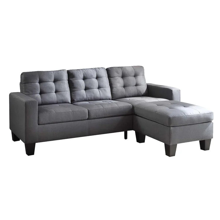 Square Sectional L-shaped Arm Sofa, Gray Linen
