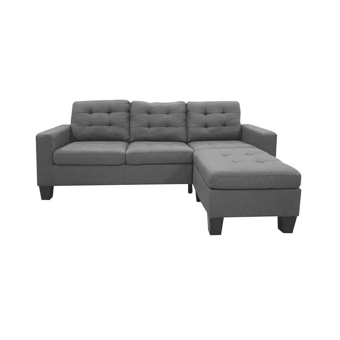 Square Sectional L-shaped Arm Sofa, Gray Linen