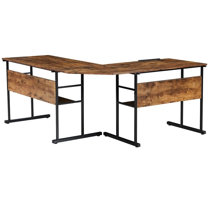 Home Office L-Shaped Desk Drafting Drawing Table With Tiltable Desktop, Tiger