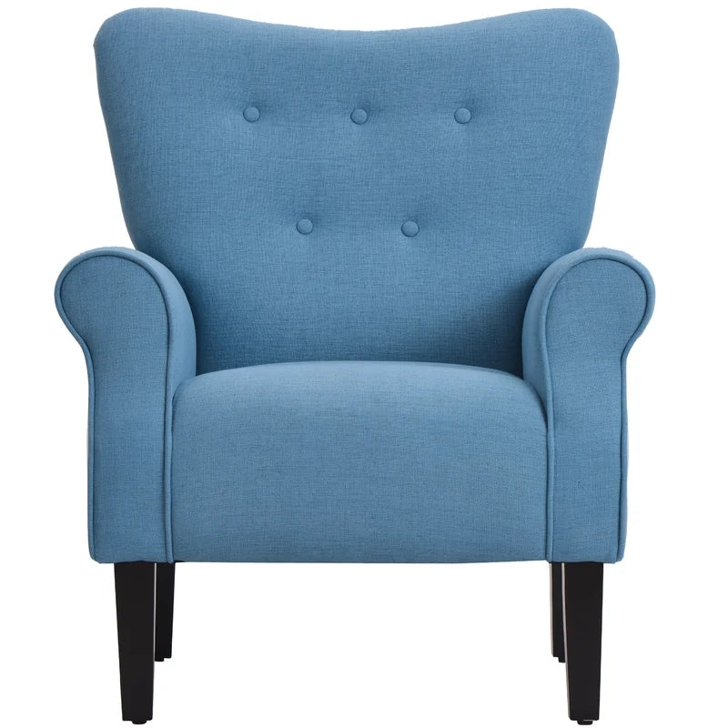 Modern Wing Back Roll Arm Sofa Chair, Blue