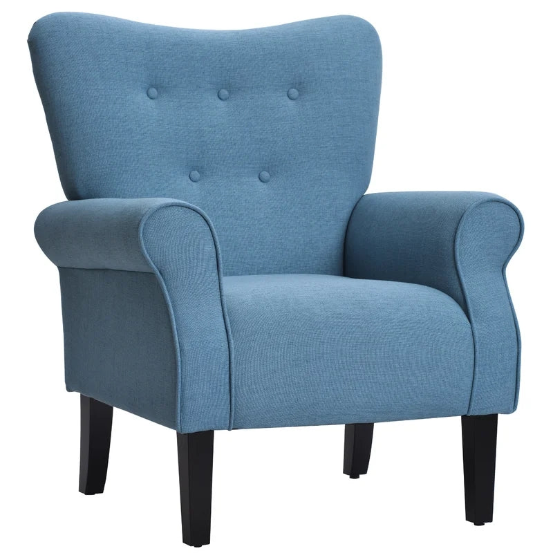 Modern Wing Back Roll Arm Sofa Chair, Blue