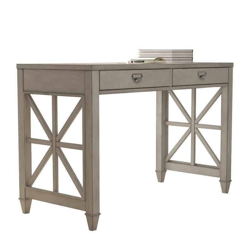 Solid Wood Square Desk Dressing Table, Antique Gray