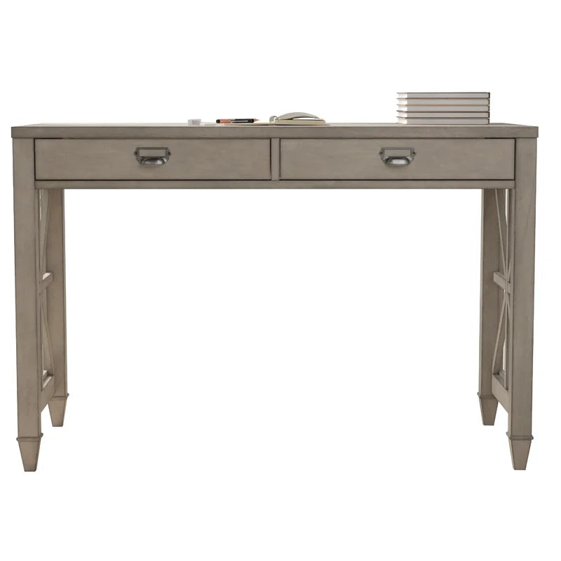 Solid Wood Square Desk Dressing Table, Antique Gray