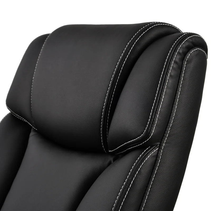 PU leather Office Chair Recliner with Double Padded, Black