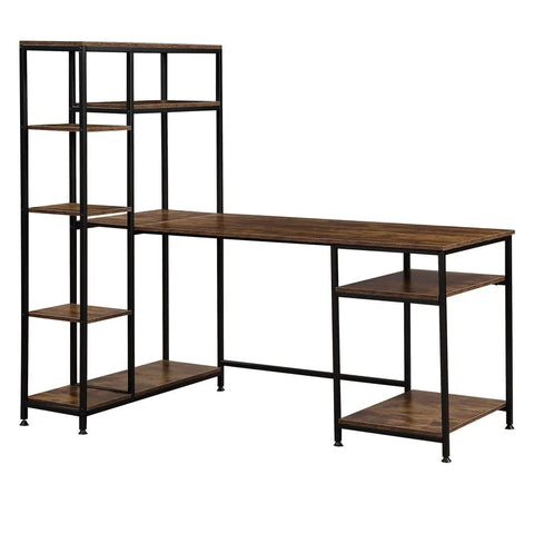 Office Desk With Multiple Storage Shelves, Tiger