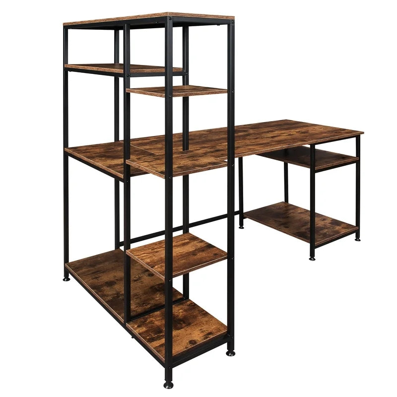 Office Desk With Multiple Storage Shelves, Tiger