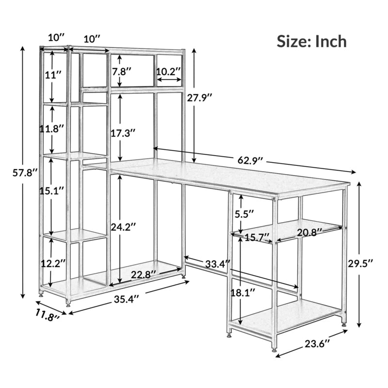 Office Desk With Multiple Storage Shelves, Tiger