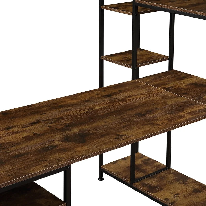 Office Desk With Multiple Storage Shelves, Tiger
