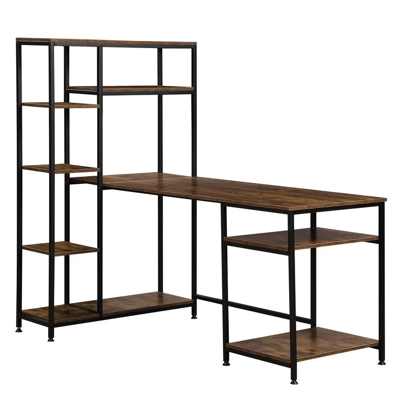 Office Desk With Multiple Storage Shelves, Tiger