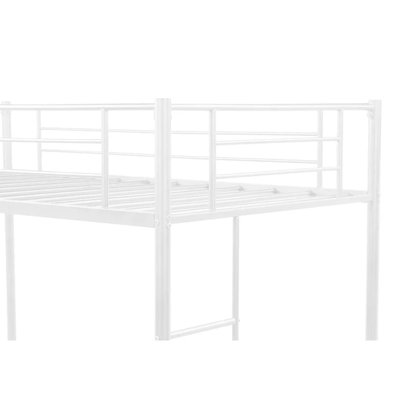 Twin Metal Pipe Loft Bed with Two-side Ladders, White