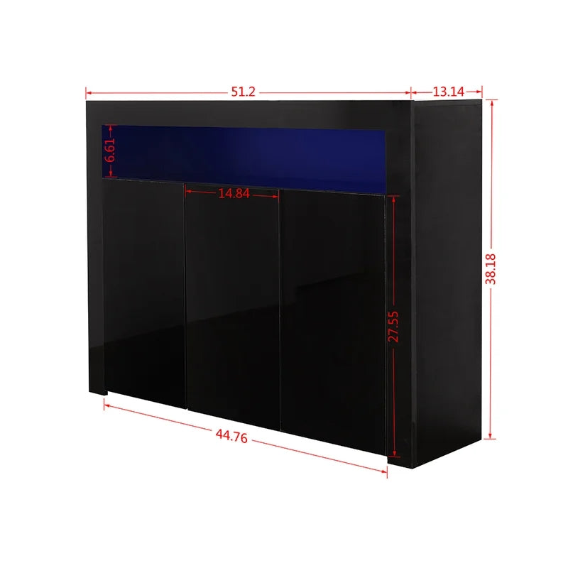 Sideboard Storage Cabinet with LED Ligh, Black