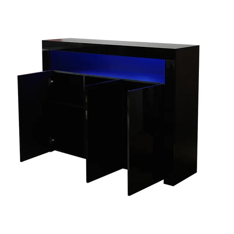 Sideboard Storage Cabinet with LED Ligh, Black