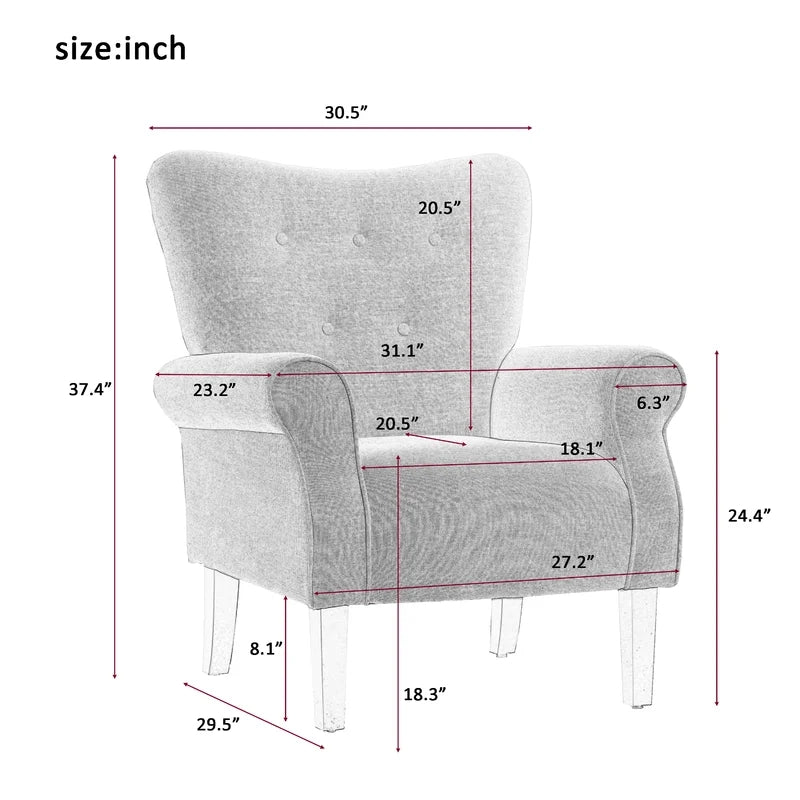 Modern Wing Back Roll Arm Sofa Chair, Avocado