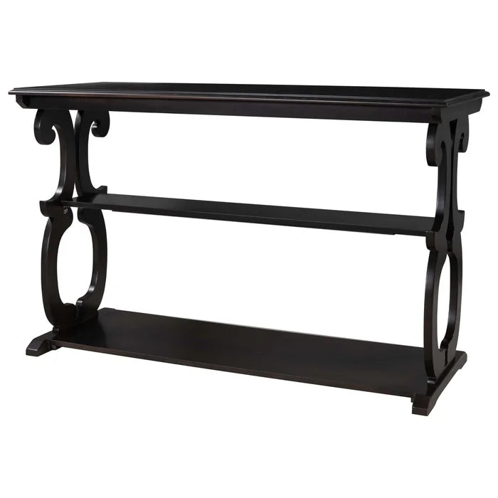 48inch Console Table with 3-Tier Open Storage Shelf, Black