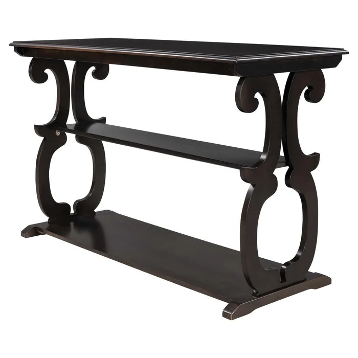 48inch Console Table with 3-Tier Open Storage Shelf, Black