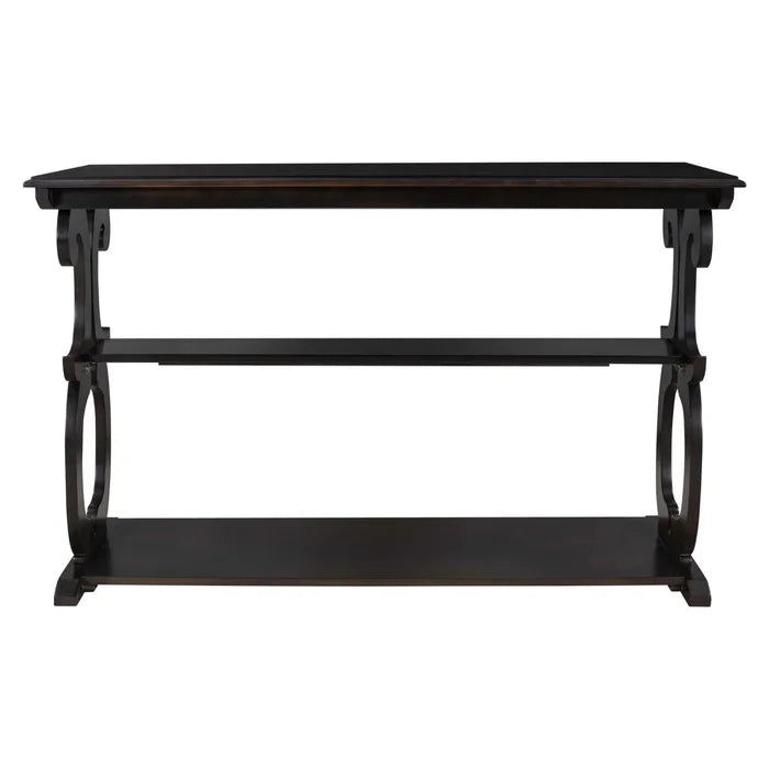 48inch Console Table with 3-Tier Open Storage Shelf, Black